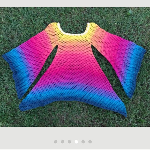 Colorful Angel Sleeve Boho Tunic Dress - Picture 4 of 6